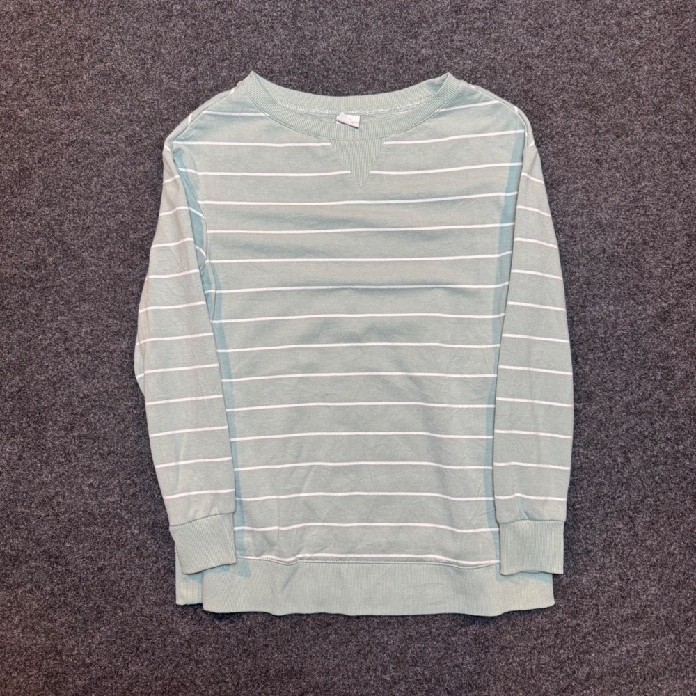 Stars Above Sage Green White Striped Soft Fleece Sweatshirt XS Loungewear